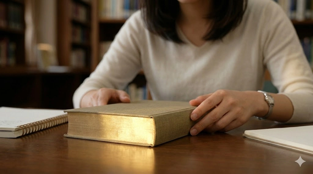 物語の余韻に浸り、静かに本を閉じる読者の手元（結末と深い読後感）