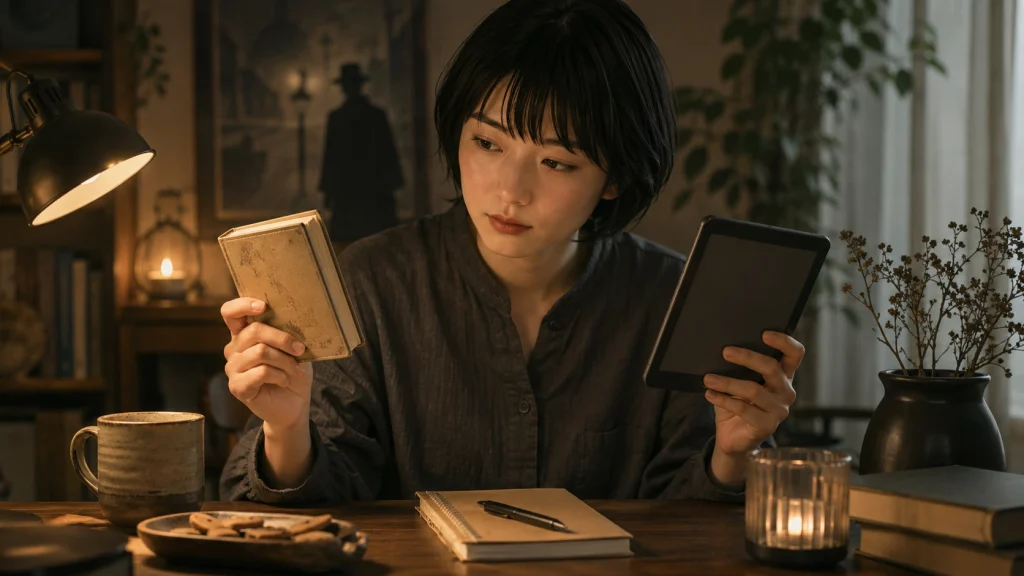 小さな紙の本と電子書籍を比較しながら読む方法を選ぶ読者