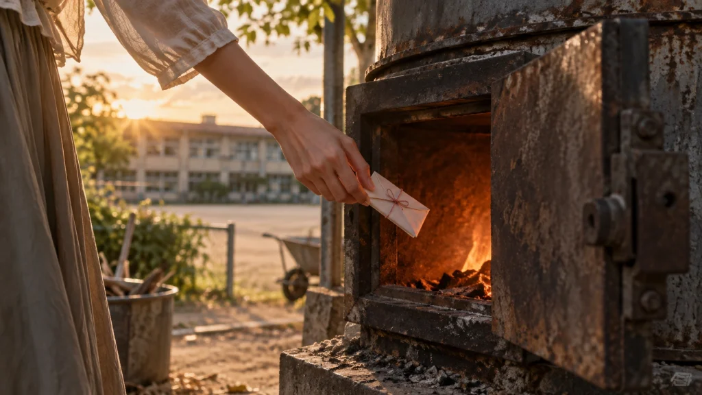 小説「焼却炉」の物を焼却炉へ捨てる行為をイメージした夕暮れの場面